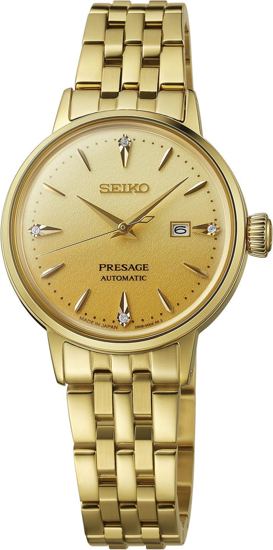 Seiko Presage Cocktail Time Automatic Gold Dial Womens Watch SRE018