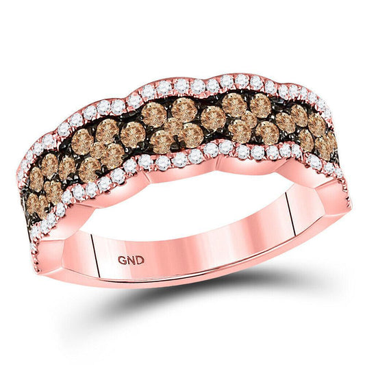0.98ctw Brown Diamond Band Ring 14k Rose Gold