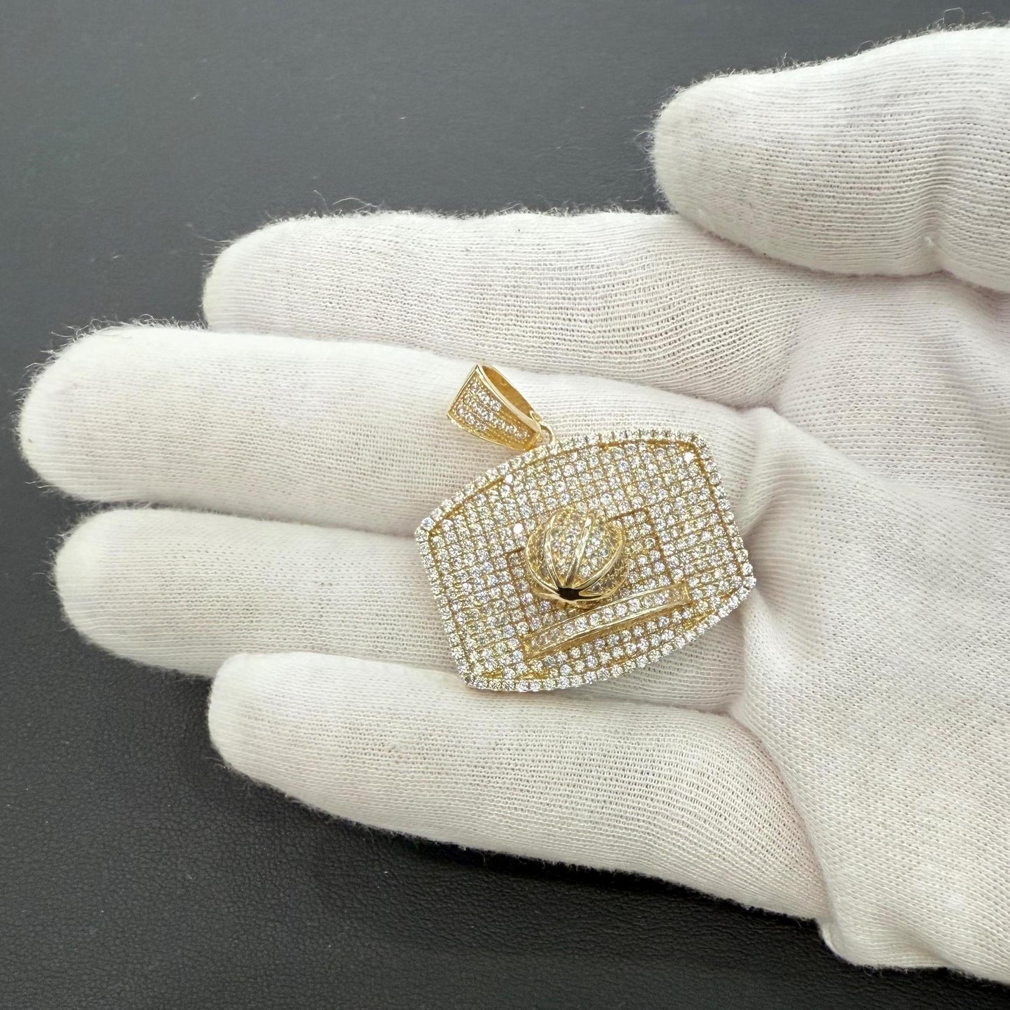 Basketball Hoop Pendant 925 Sterling Silver Gold Plated