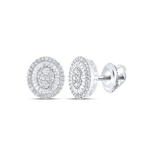 1/3cttw Diamond Stud Oval Earrings 925 Sterling Silver Screw Back