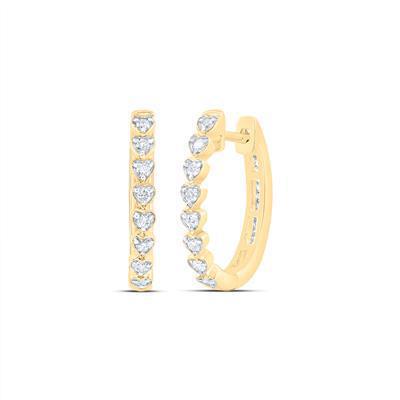 0.37ctw Diamond Hoop Heart Earrings 10k Yellow Gold