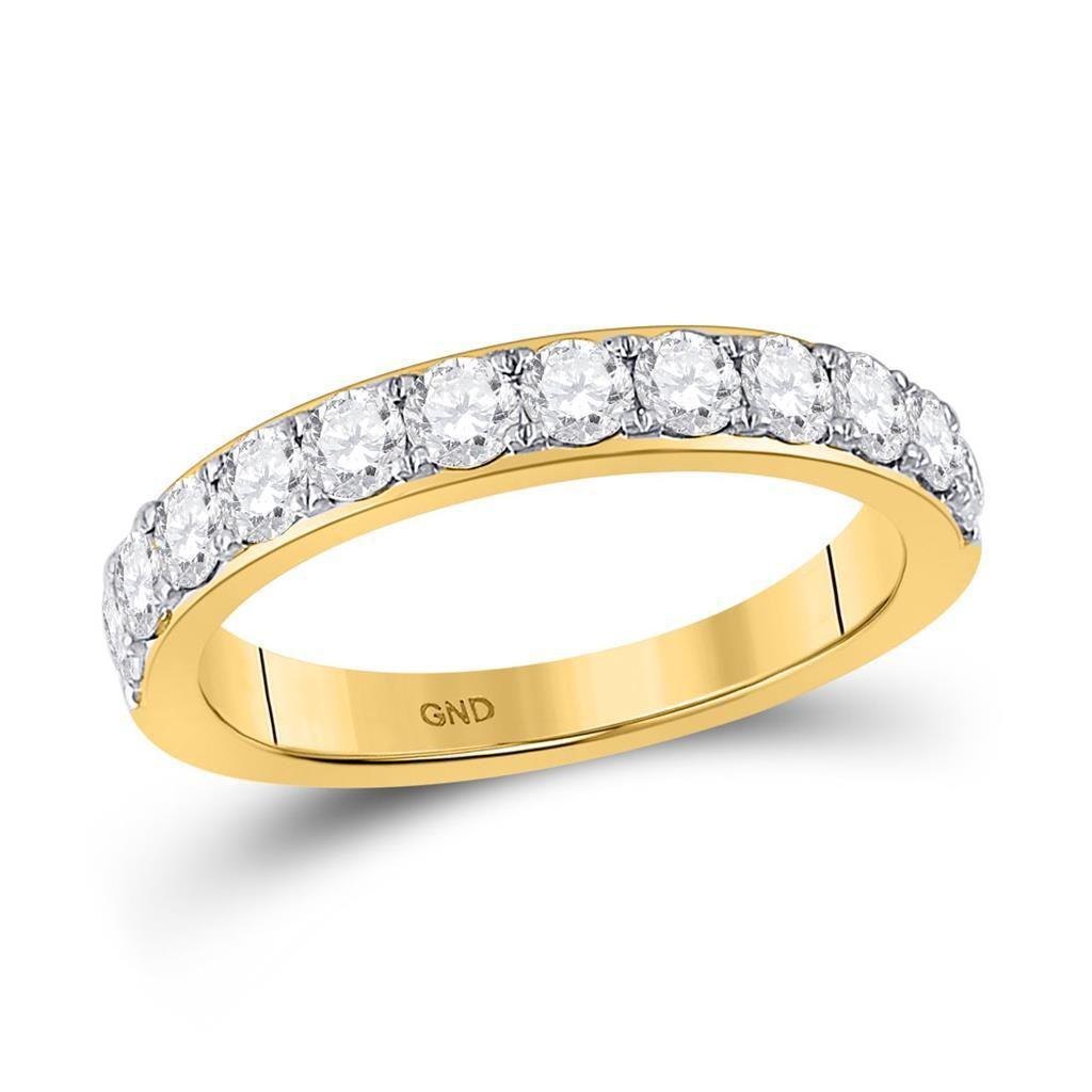 14kt Yellow Gold Womens Round Diamond Wedding Single Row Band 1 Cttw