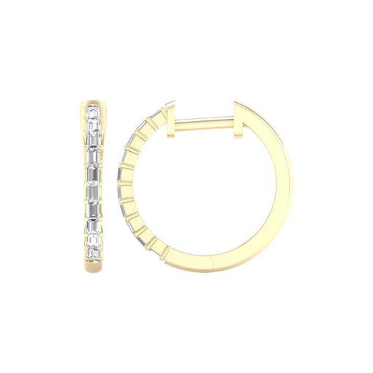 0.25 cttw Diamond Baguette Hoop Earrings 10k Yellow Gold