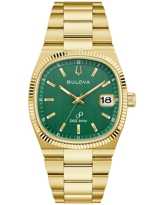 Bulova Super Seville Gold Tone Green Dial Mens Watch 97B237