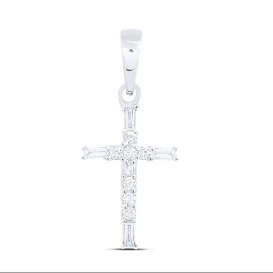 Diamond Cross Pendant 10K White Gold