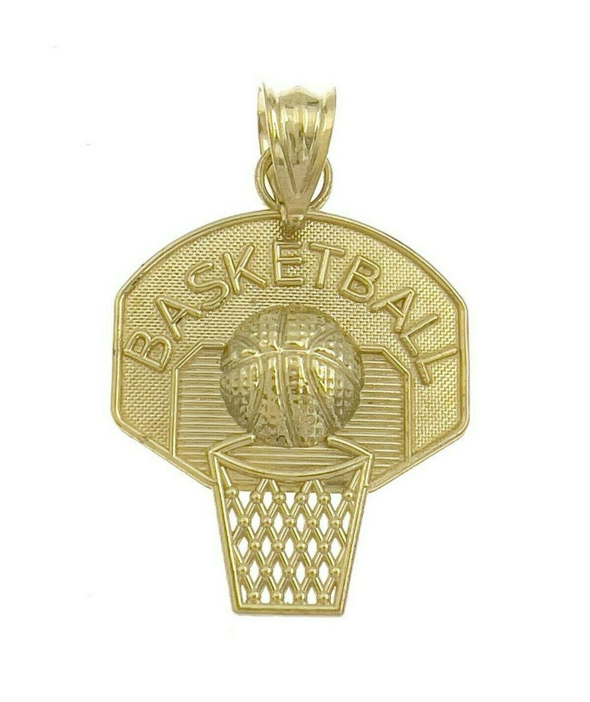 Basketball Sport Pendant Charm 10k Yellow Gold 1.1 inch