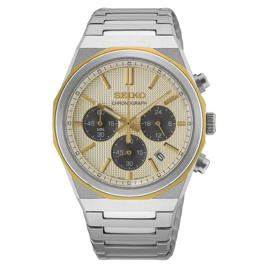 Seiko Essentials Champagne  Dial Chronograph Mens Watch HGK001