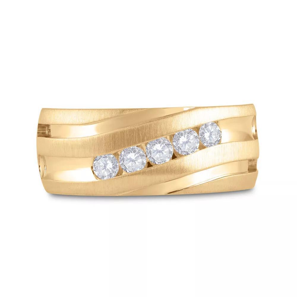 0.50ctw Diamond Mens Wedding Band Ring 10K Yellow Gold