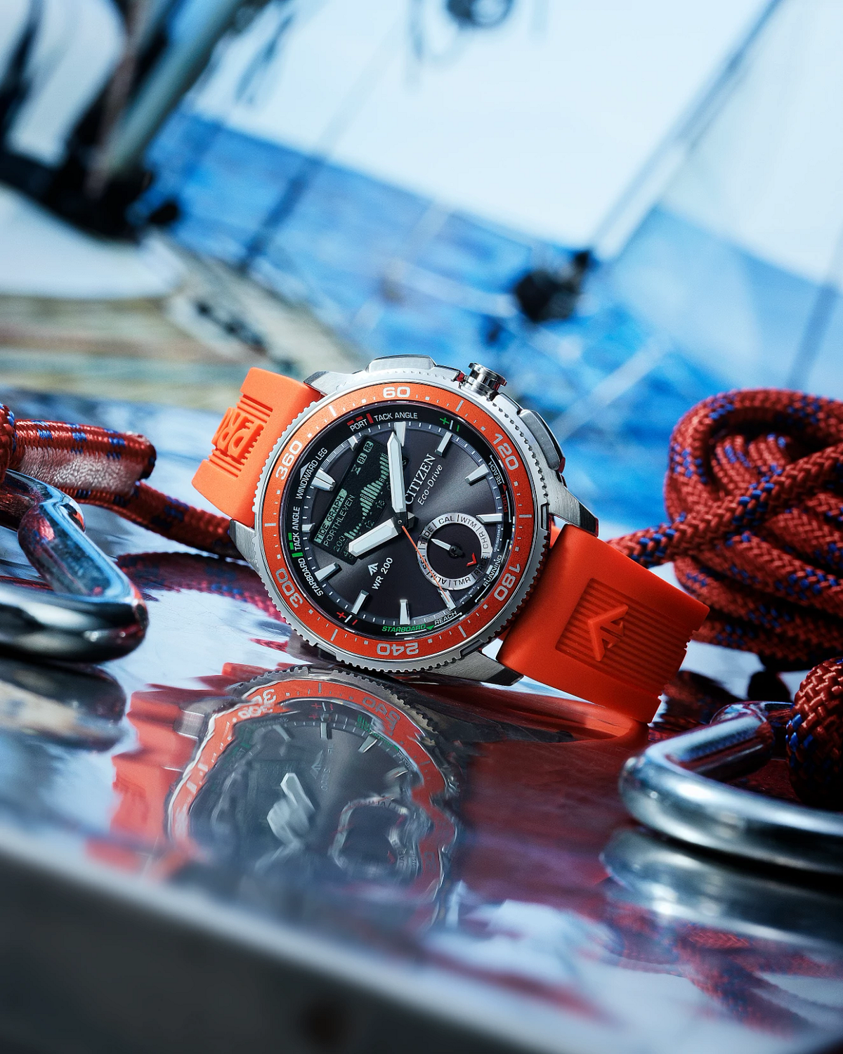Citizen Promaster WaveTracker Eco-Drive Orange Strap Watch JV3000-13E