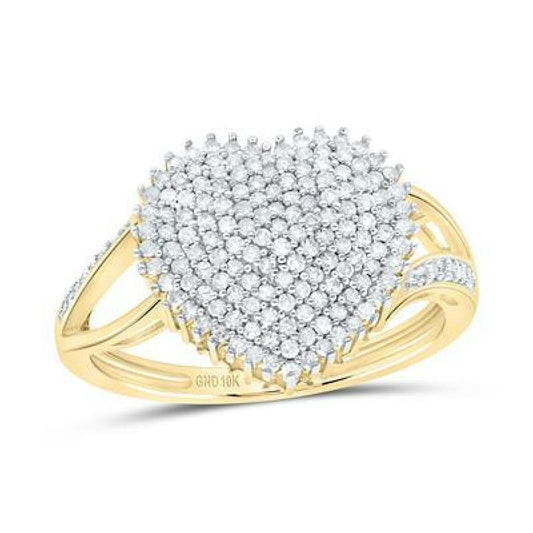 Diamond Heart Cluster Ring 10k Yellow Gold 1/2cttw