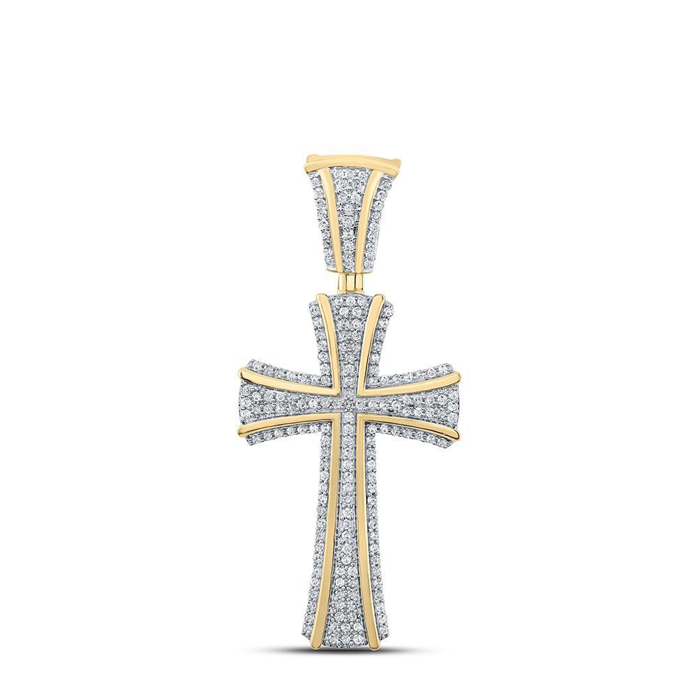 0.50ctw Diamond Cross Charm Pendant 10k Yellow Gold
