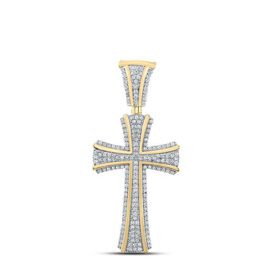 0.50ctw Diamond Cross Charm Pendant 10k Yellow Gold