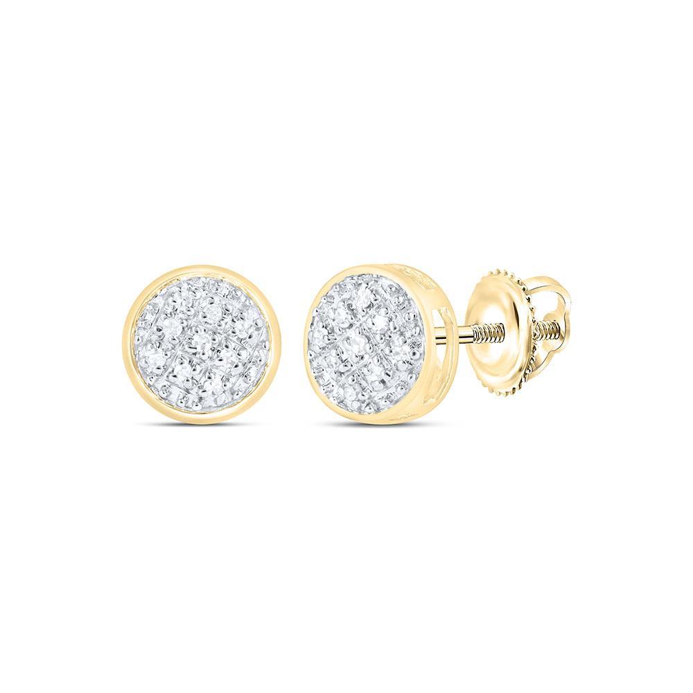 Diamond Round Stud Earrings 10K Yellow Gold