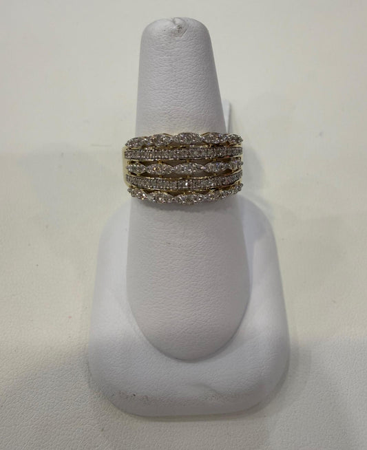 0.50ctw Diamond Wide Band Ring 10K Yellow Gold