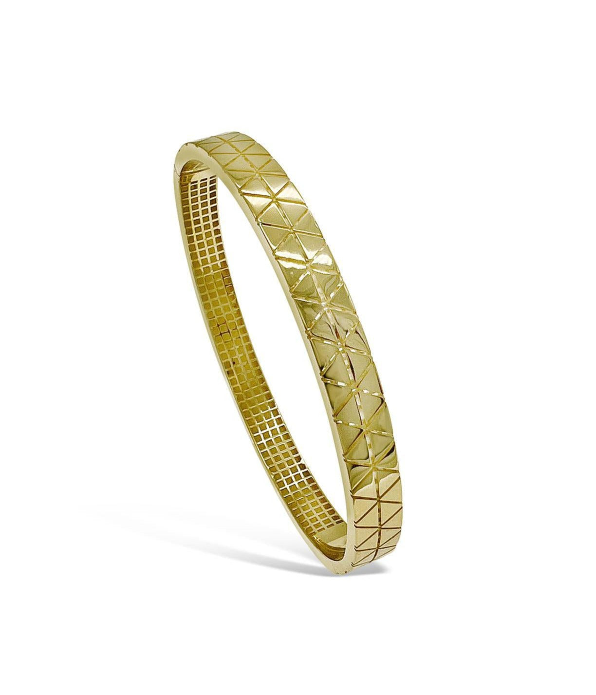 10k Yellow Gold Hinged Bangle Bracelet 8"