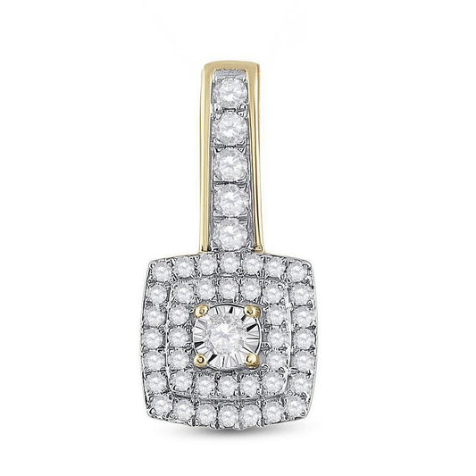 0.33ctw Diamond Square Charm Pendant 10k Yellow Gold