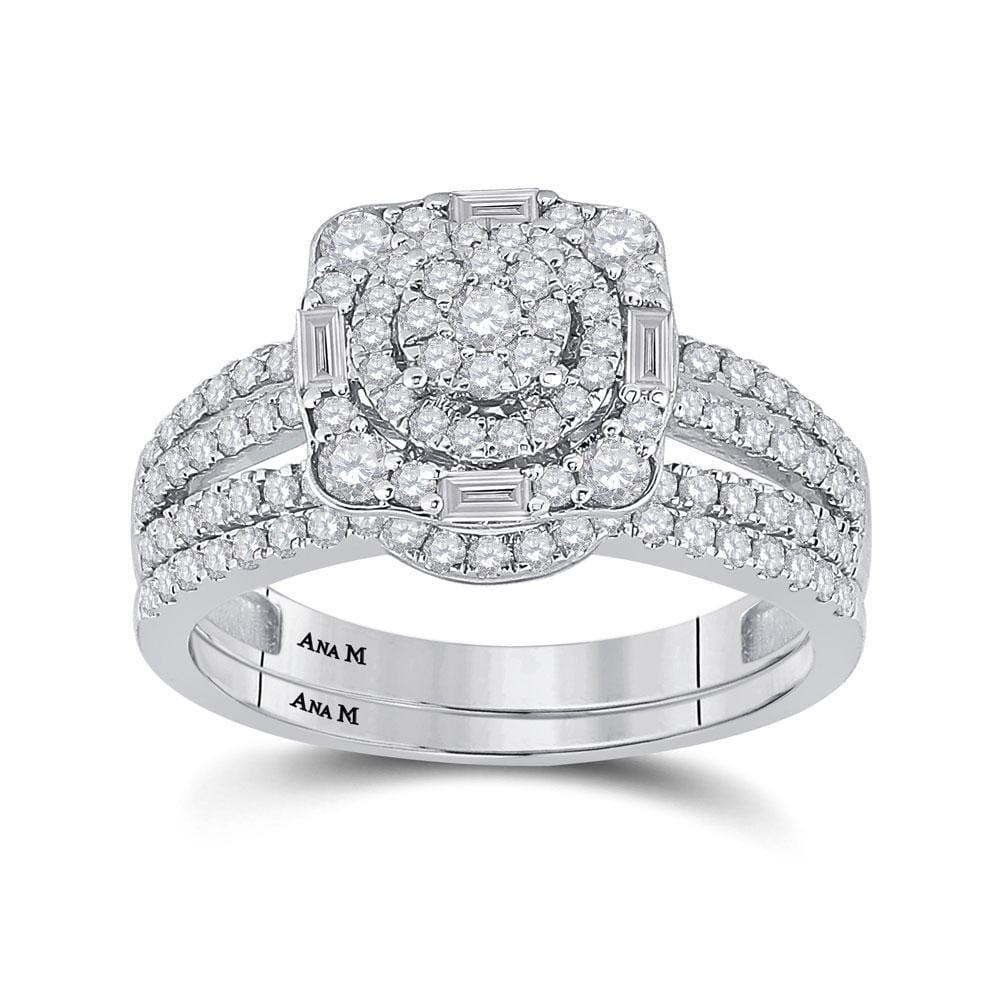 1 Cttw Round Diamond Bridal Wedding Ring Band Set 14k White Gold