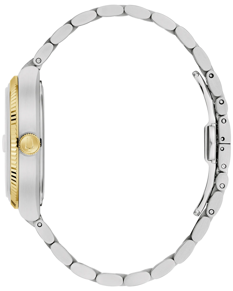 Bulova Super Seville Two Tone Black Dial Mens Watch 98B458