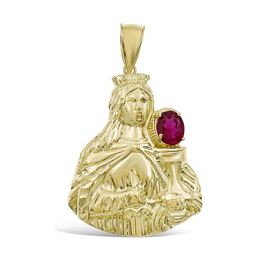 Saint Barbara Pendant 10k Gold Charm 2.3"