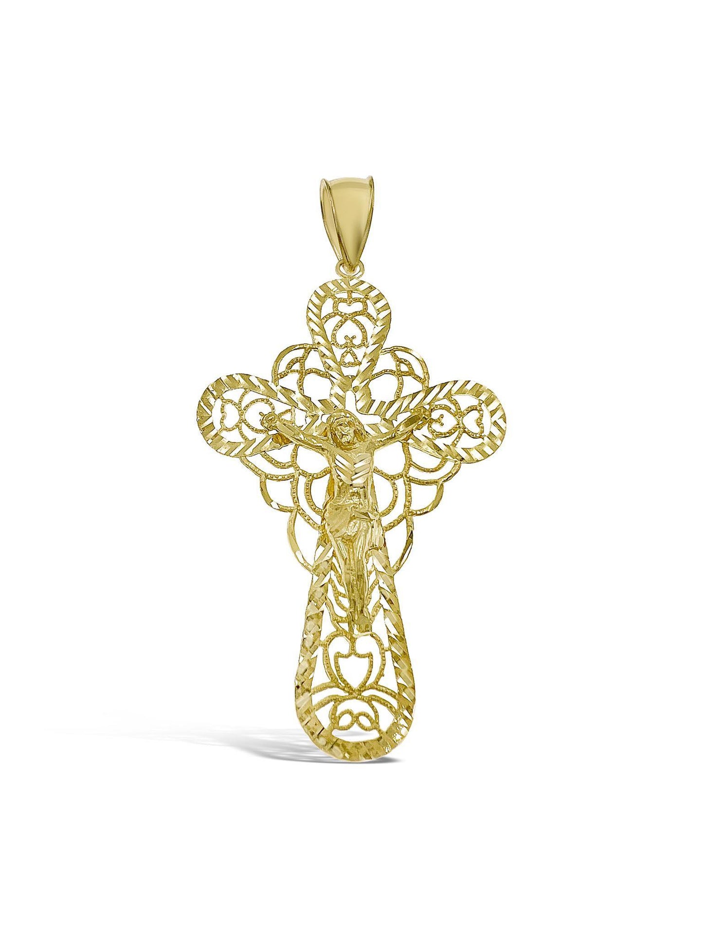10k Gold Jesus Crucifix Cross Pendant Men Charm 3"