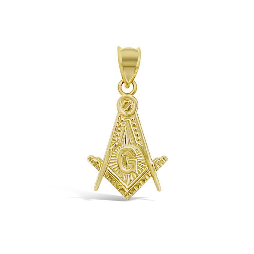 Masonic Pendant Square Compass 10k Yellow Gold Charm