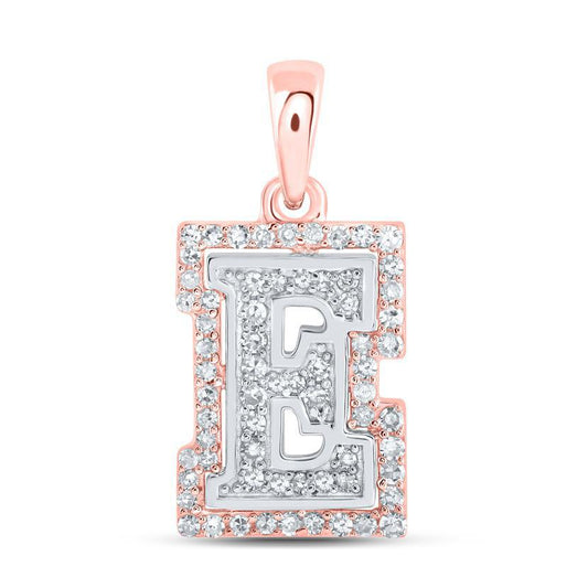 0.20cttw Diamond E Initial Letter Pendant 10kt Rose White Gold