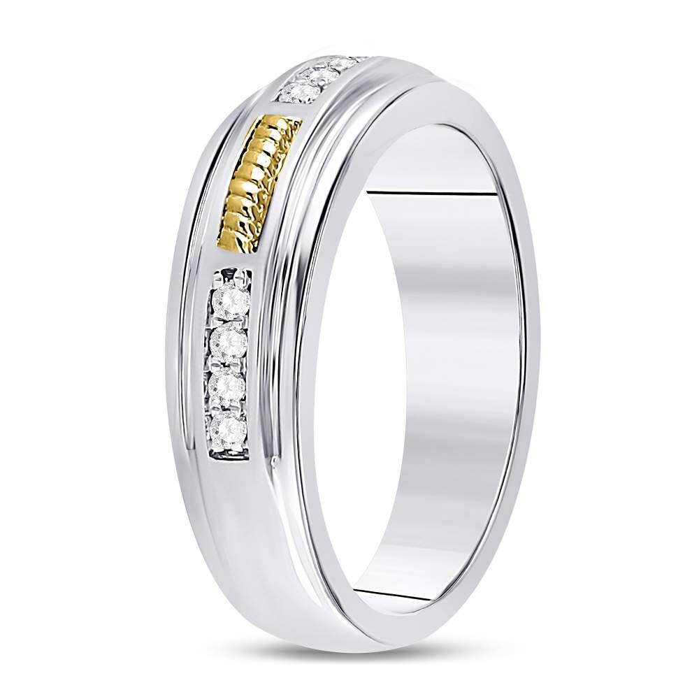 1/5cttw Diamond Mens Wedding Band 10k Two-tone Gold