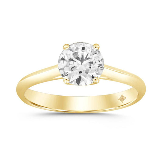 1 ct Lab Grown Round Diamond Solitaire Engagement Ring 14k Yellow Gold