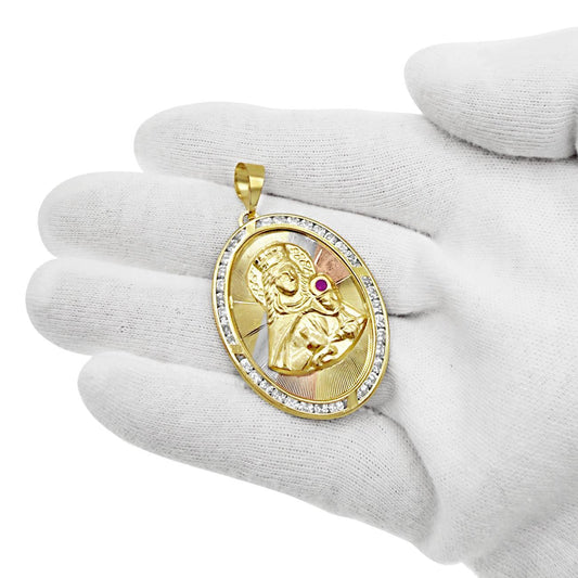 10K Gold Oval Saint Barbara Religious Medallion Pendant