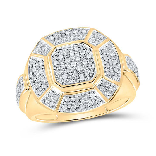0.52ctw Diamond Mens Pinky Signet Ring 10k Yellow Gold Octagon