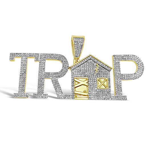 2.07 Cttw Diamond Trap Haouse Mens Charm 14k Yellow Gold