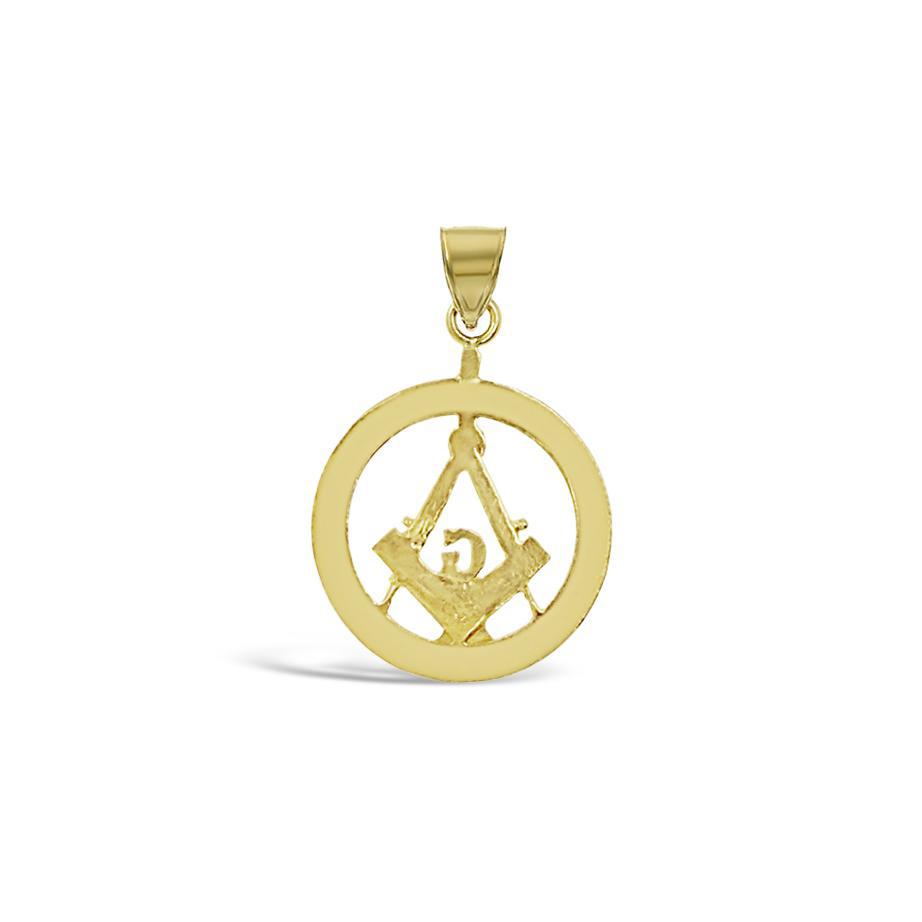 10K Yellow Gold Masonic Square Compass Pendant