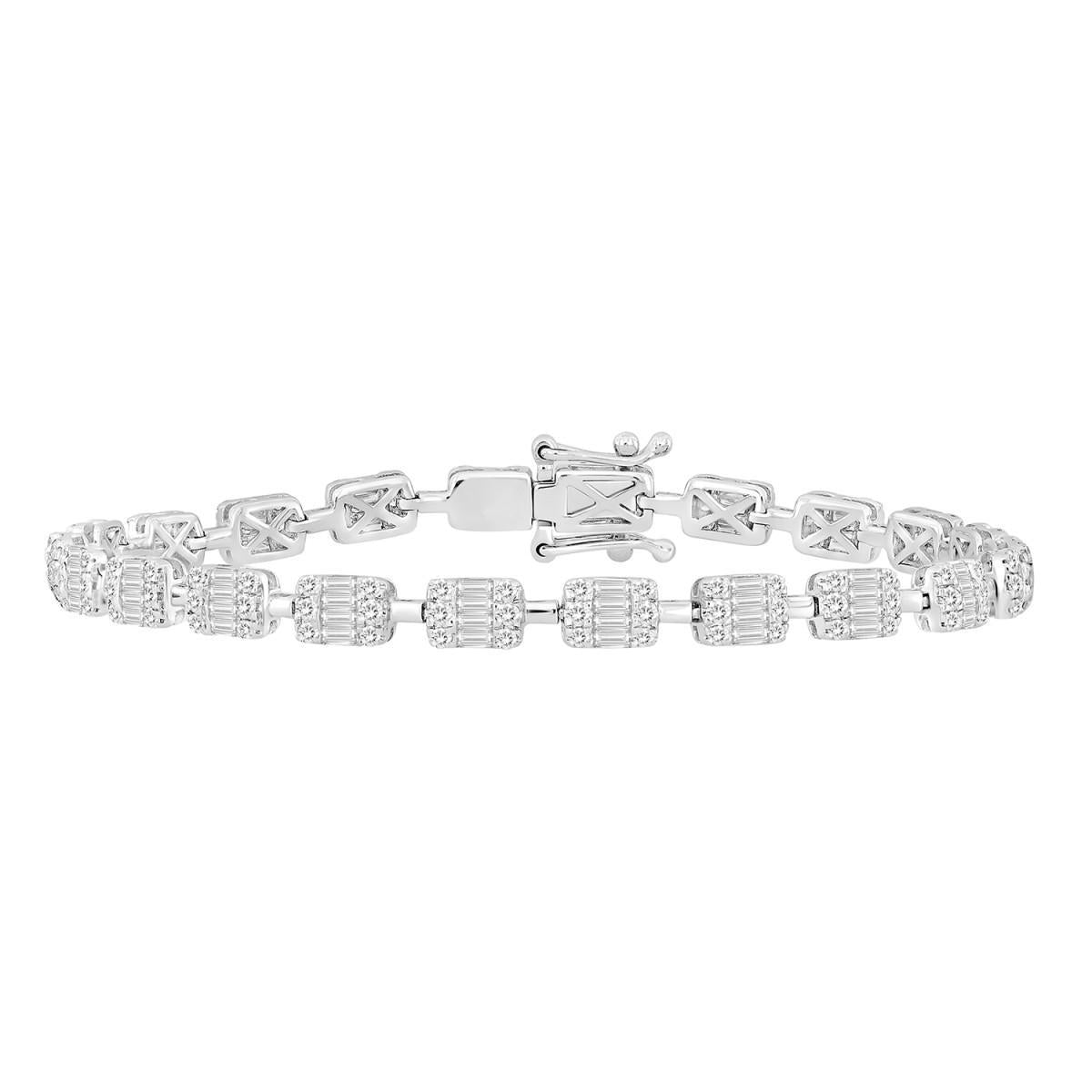 2.50ctw Baguette Diamond Tennis Bracelet 14k White Gold