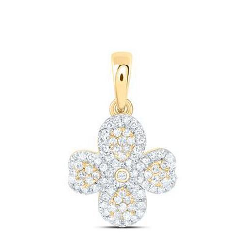 0.25ctw Round Diamond Heart Pear Clover Flower Pendant Charm 10k Yellow Gold