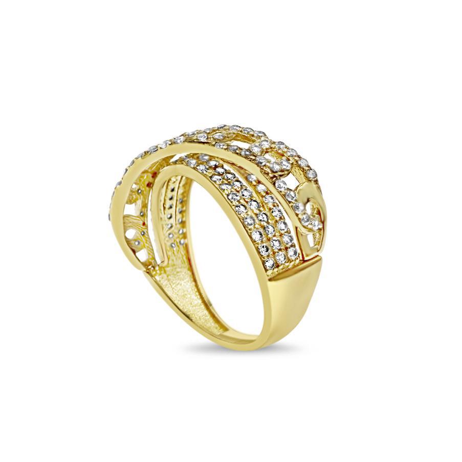 14K Yellow Gold CZ Cuban Link Band