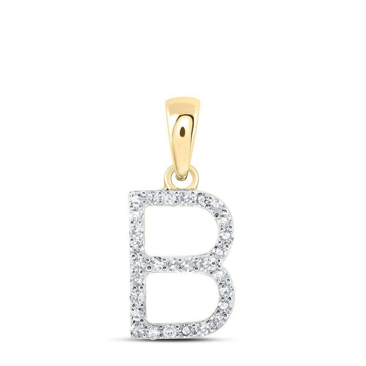 Diamond Letter Initial B Pendant Charm 10k Yellow Gold