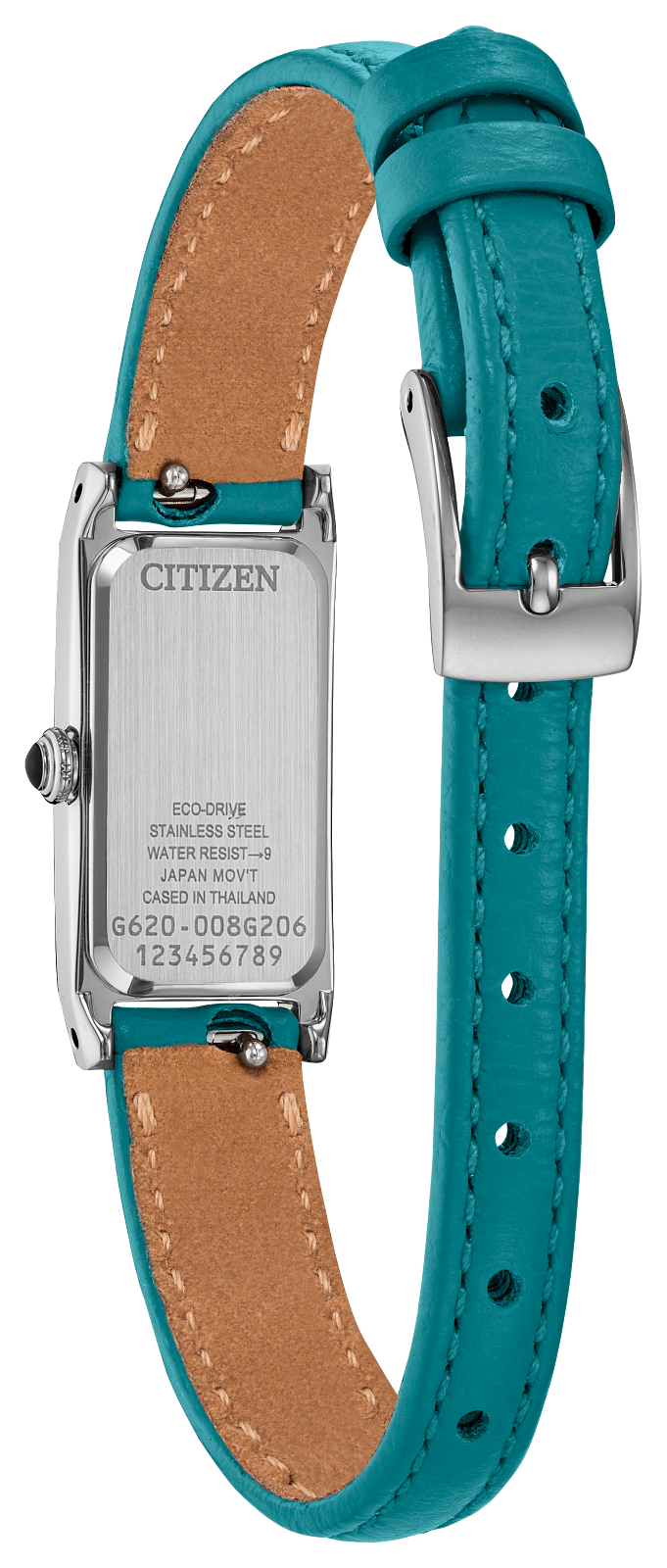 Citizen Fio Eco-Drive Rectangle Aquamarine Strap Womens Watch EG7120-00A