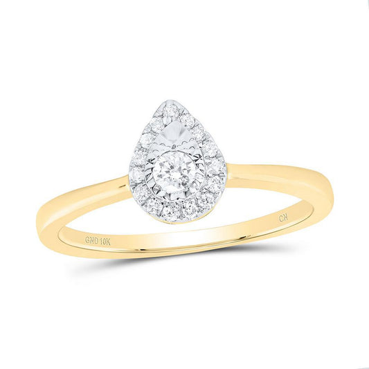 Diamond Teardrop Shape Engagement Promise Ring 10k Yellow Gold