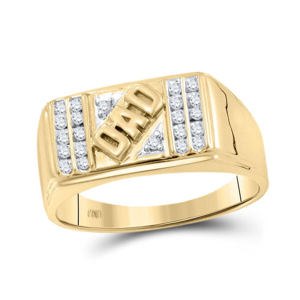 0.125ctw Diamond Dad Father Band Ring Mens 10K Yellow Gold