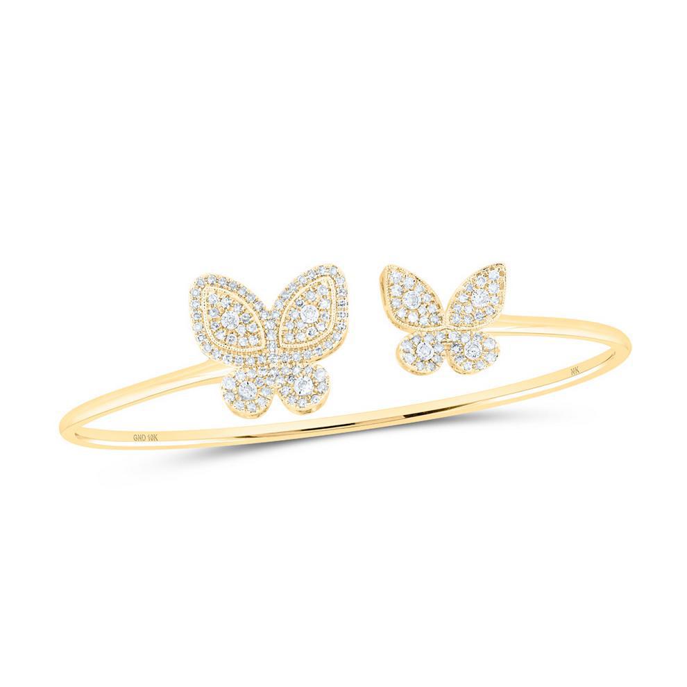 0.75ctw Diamond Butterfly Bangle 10k Yellow Gold