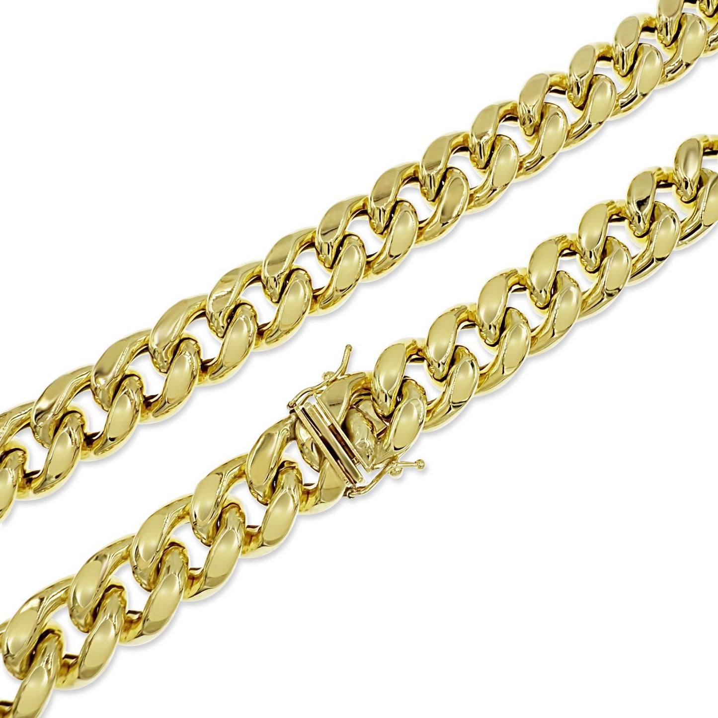 10k Yellow Gold Miami Cuban Link 13mm Chain Mens Necklace