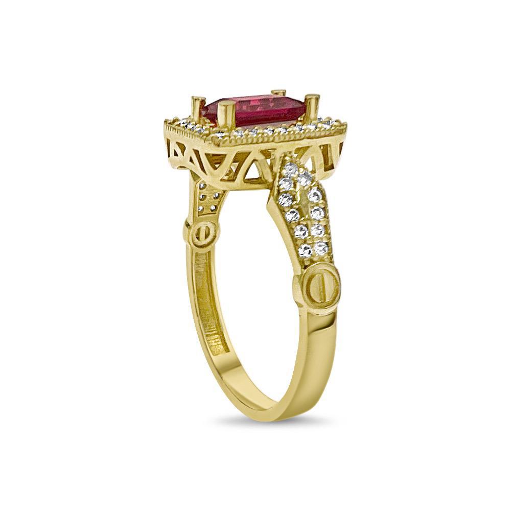 14k Gold Birthstone Ring Red Women Band Size 7.5