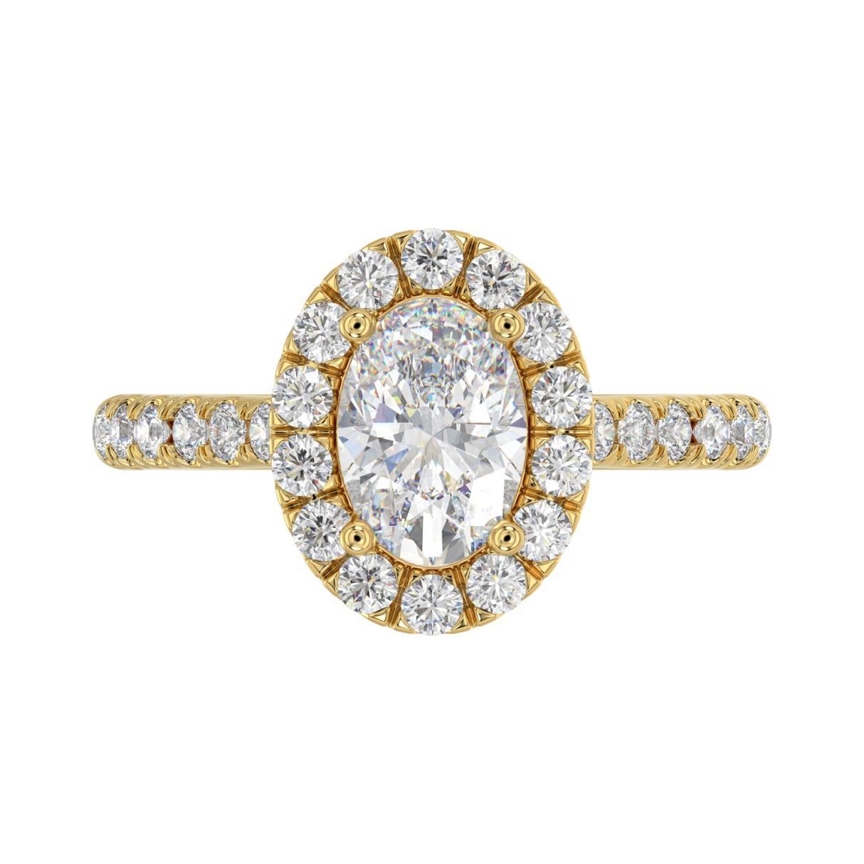 1.50ctw Lab Grown Diamond Oval Halo Engagement Ring 14K Yellow Gold