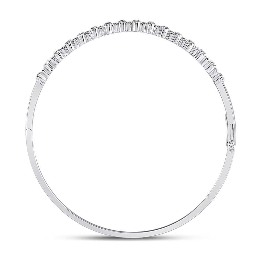 10kt White Gold Womens Round Diamond Stackable Bangle Bracelet 3/8 Cttw