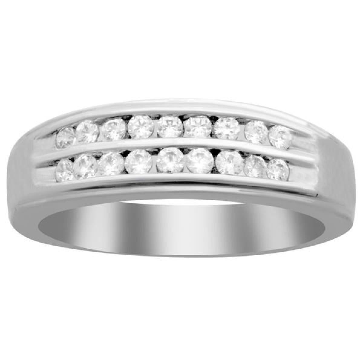 Men Diamond Wedding Band 0.50ctw 14k White Gold