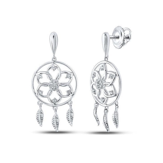 Diamond Dreamcatcher Earrings 10K Yellow Gold