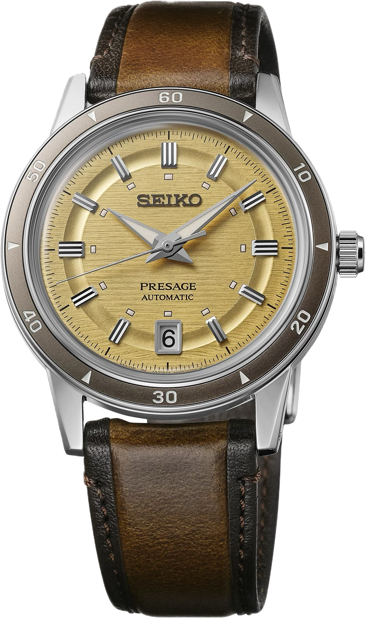 Seiko Presage Style60's Automatic Gold Dial Mens Watch SRPL75