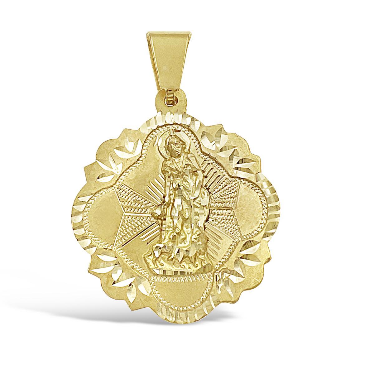 Saint Lazarus Pendant Medallion Real 10k Gold Charm 2"