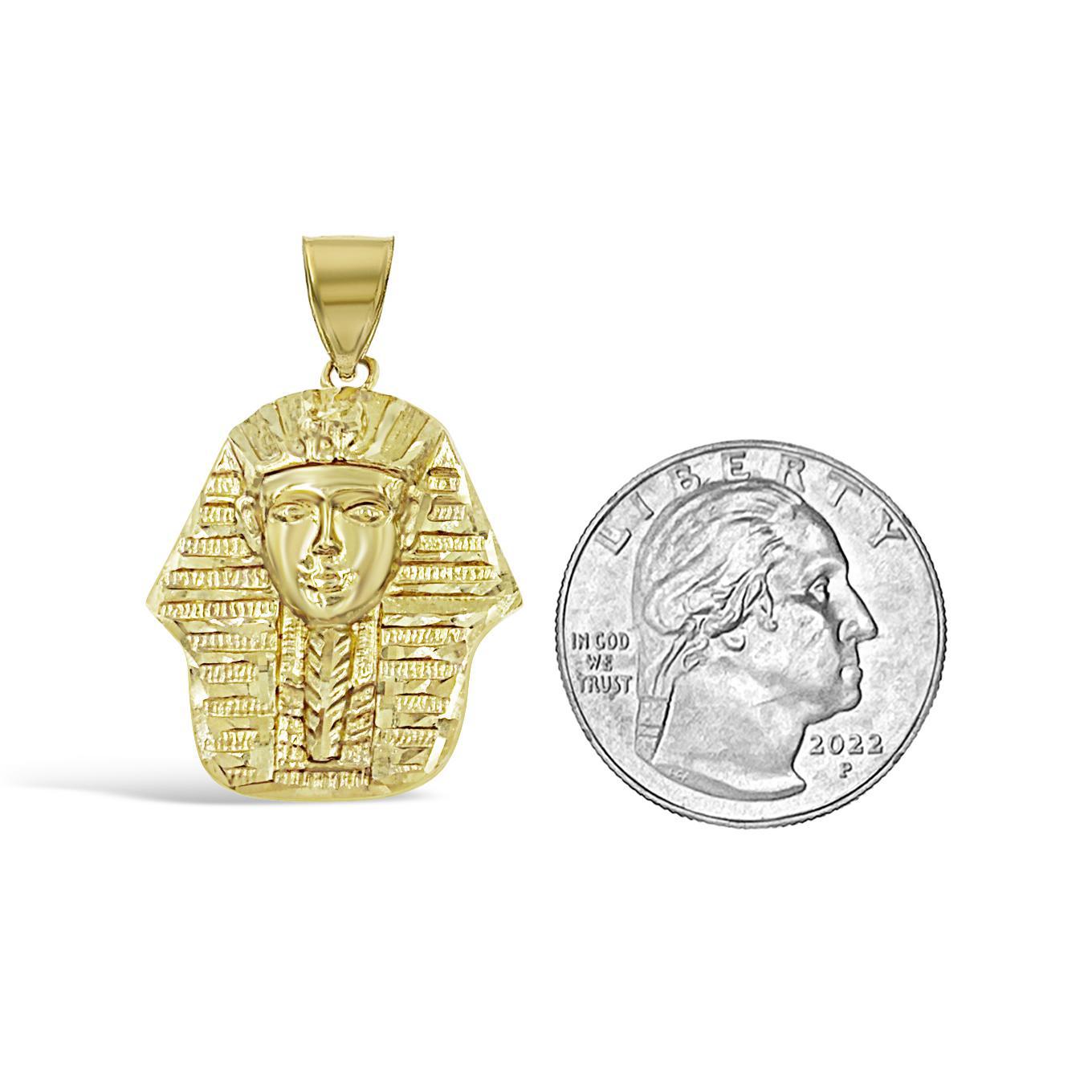 Egyptian Pharaoh King Pendant Real 10k Yellow Gold