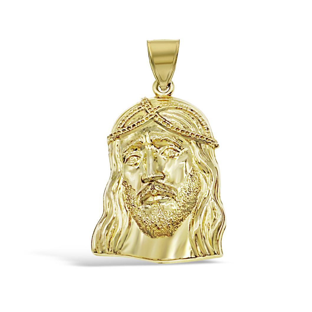 Jesus Head Face Pendant Mens Charm 10k Yellow Gold